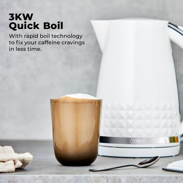 Tower kettle white 1.5L (British brand)