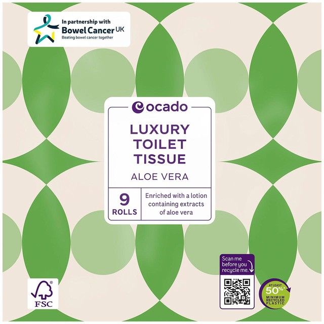 Ocado aloe vera toilet tissue 9 rolls, imported from the UK
