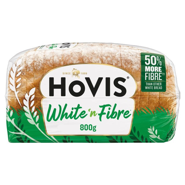 Hovis White 'n' Fibre white bread loaf 800g (British brand)