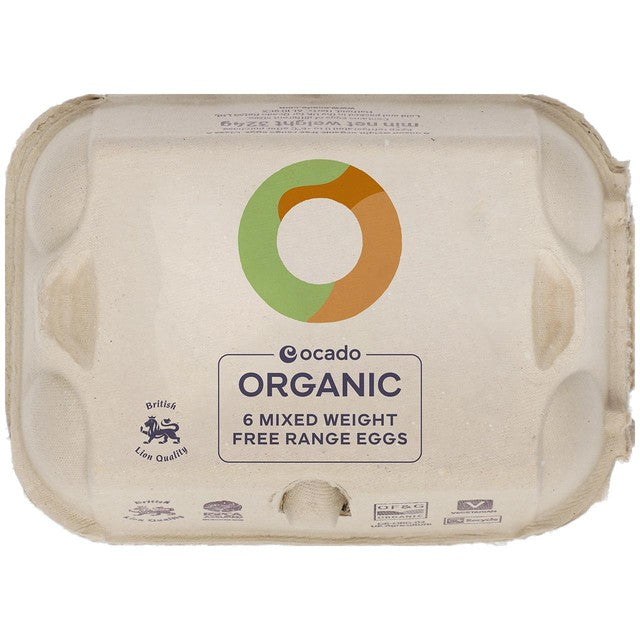 Ocado Organic Free Range Mixed Weight Eggs 6 pack, imported from the UK