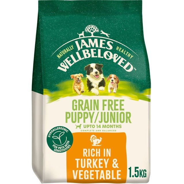 James Wellbeloved puppy grain free turkey dry dog food, imported from the UK