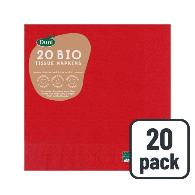 Duni Red Compostable Paper Napkins 20 Pack, imported from the UK