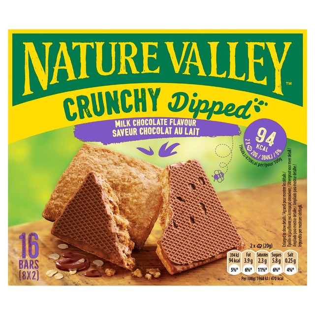 Nature Valley milk chocolate cereal bars 8 x 20g, imported from the UK