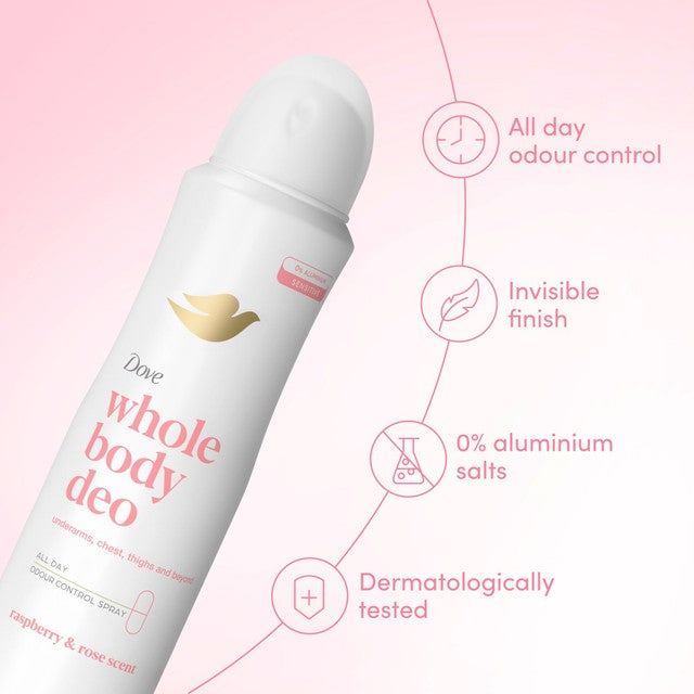 Dove women deodorant spray Raspberry & Rose, imported from the UK