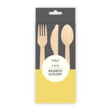 M&S Bamboo Cutlery Set for 4 People, 12 Piece Pack, imported from the UK