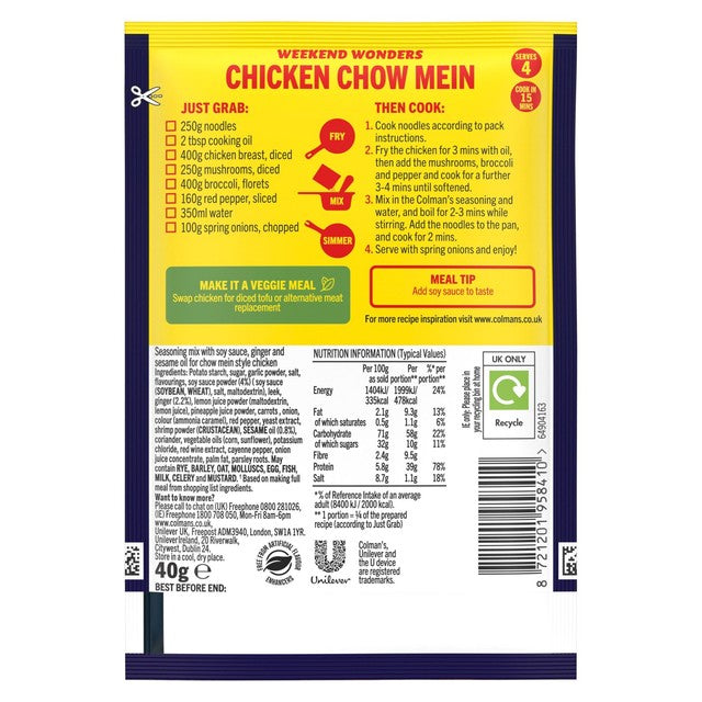 Colman's Chicken Chow Mein Meal Maker 40g - British product