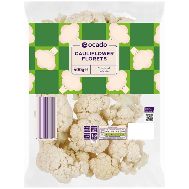 Fleurons de chou-fleur Ocado 400 g, importés du Royaume-Uni