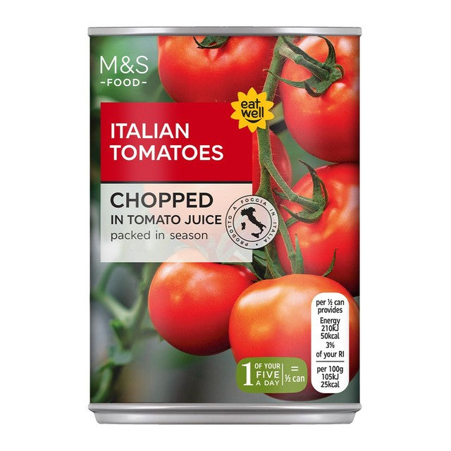 M&S Chopped Italian Tomatoes 400g, imported from the UK