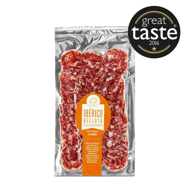Brindisa nitrate-free Spanish Iberico Bellota salchichon slices 100g - British product
