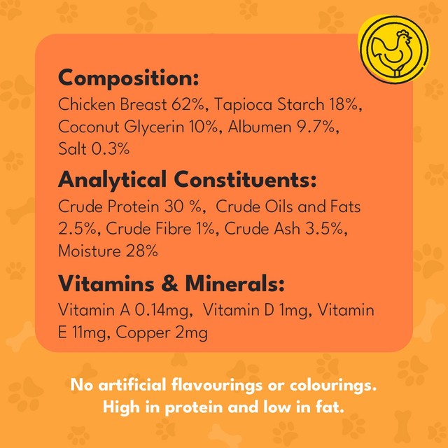 Pet Munchies Chicken Dog Treats 50g, imported from the UK