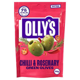 Olly's Olives chilli & rosemary green olives 50g, imported from the UK