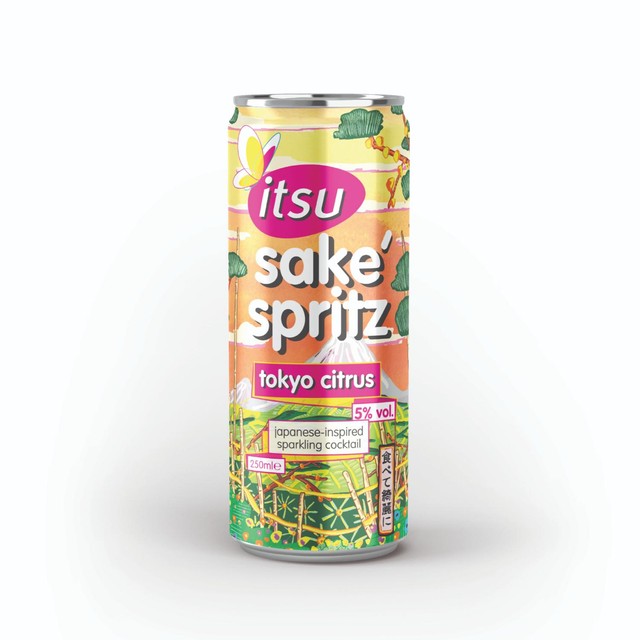 Itsu Tokyo Citrus Sake Spritz canned cocktail 250ml, UK version