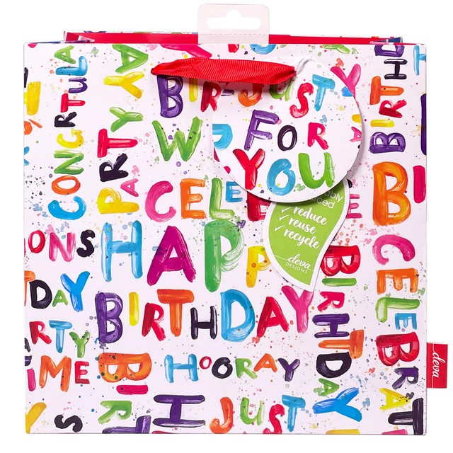 Deva Designs happy bright medium gift bag, UK version
