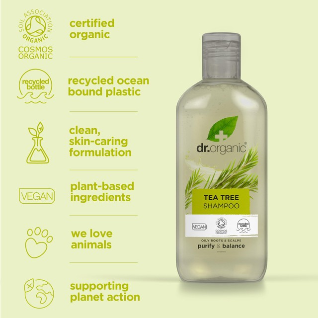 Dr Organic tea tree shampoo 265ml - British product