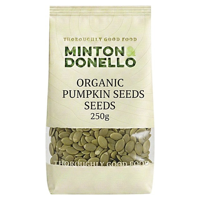 Minton & Donello organic pumpkin seeds 250g, imported from the UK