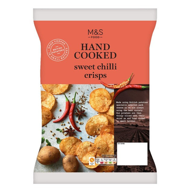M&S sweet chilli crisps 150g, imported from the UK