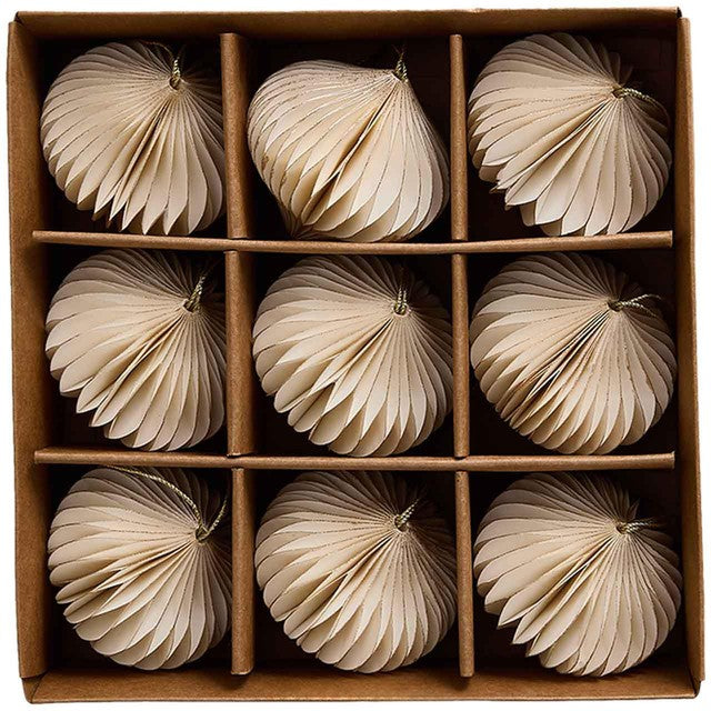 M&S White Paper Christmas Baubles 9 Pack, imported from the UK