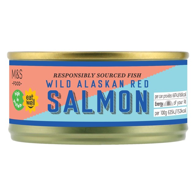 M&S Wild Alaskan Red Salmon 105g, imported from the UK