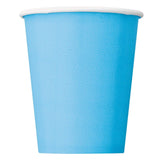 Unique Party powder blue paper party cups 8 pack, imported from the UK