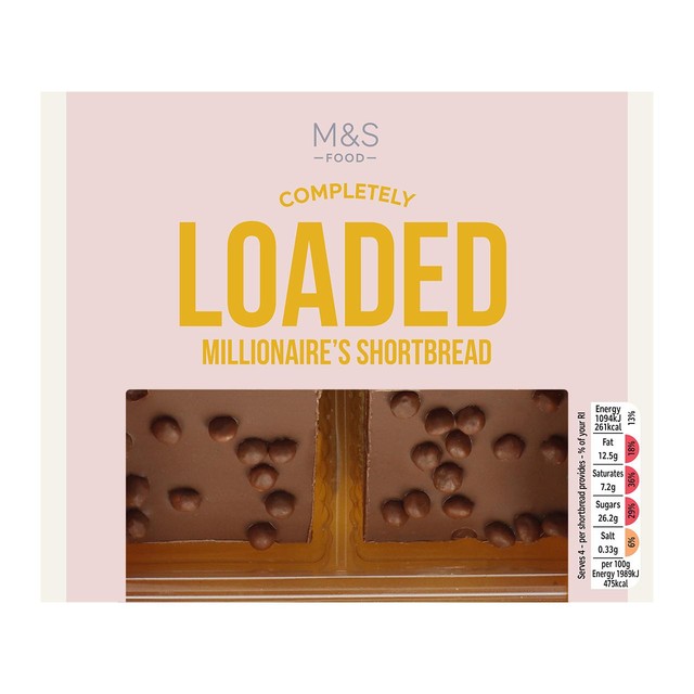 M&S salted caramel millionaire's shortbread 4 x 55g, imported from the UK