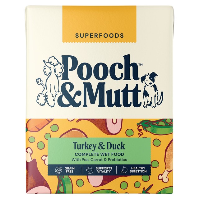 Pooch & Mutt Turkey & Duck wet dog food 375g, imported from the UK