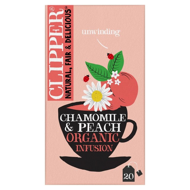 Clipper Chamomile & Peach organic infusion tea bags 20 per pack - British product