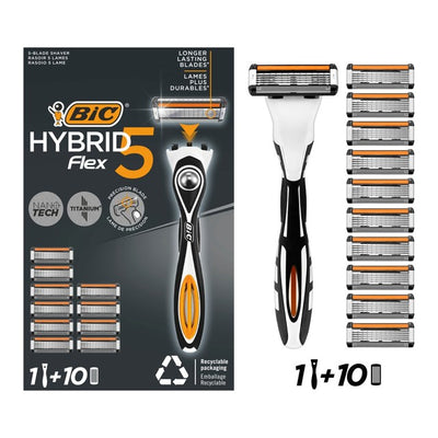 BIC Hybrid 5 Flex barberingssett for menn med 10 refill