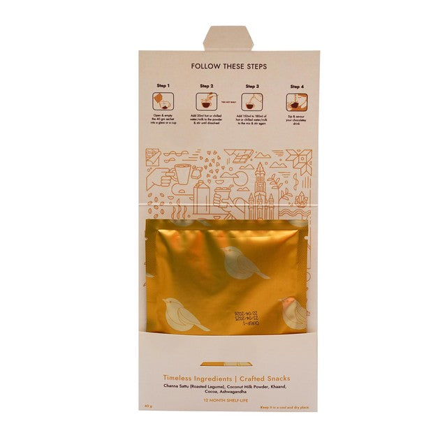 Lumara Cocoa Karma roasted chana sattu hot chocolate mix 40g, UK version