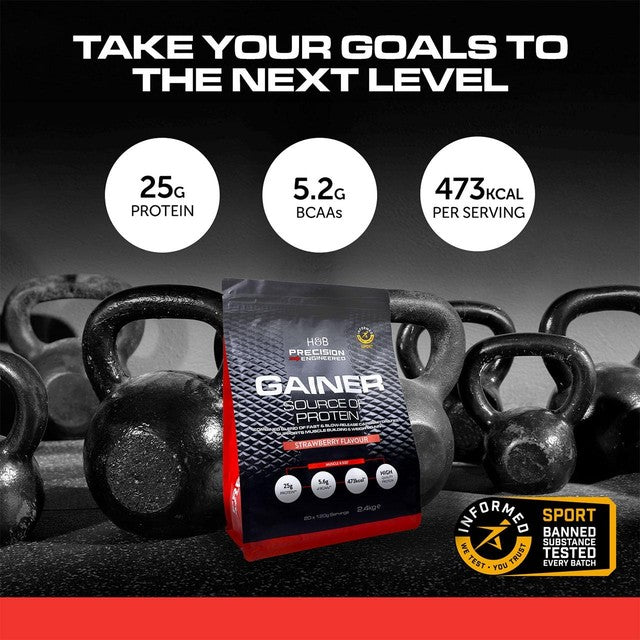 Precision Engineered gainer protein powder strawberry 2400g, UK version