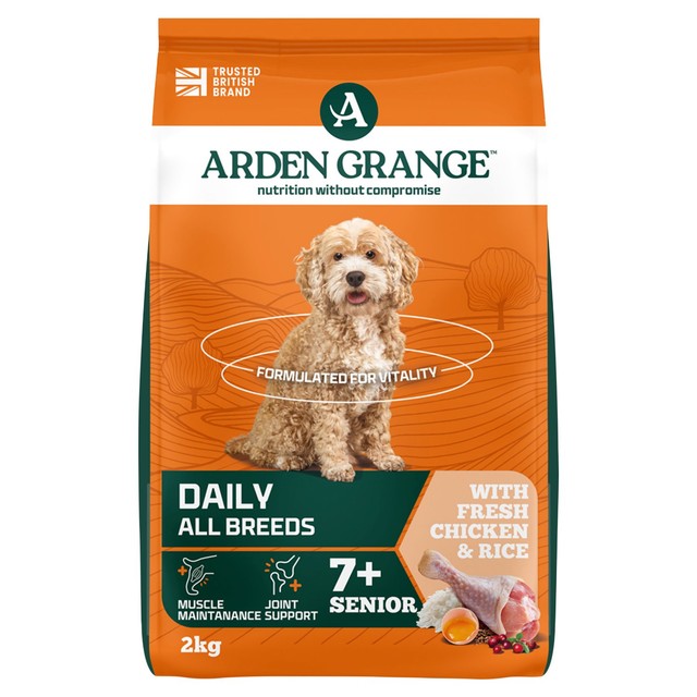 Arden Grange senior chicken & rice dry dog food 2kg - British product