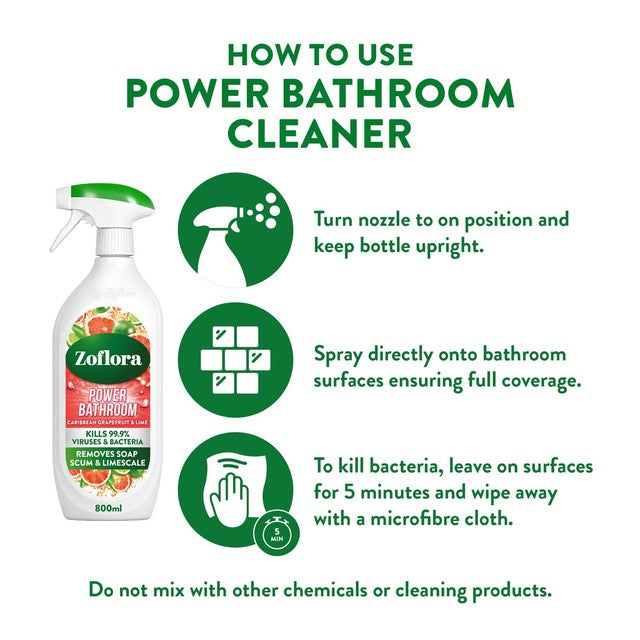 Zoflora grapefruit and lime bathroom cleaner 800ml (British brand)