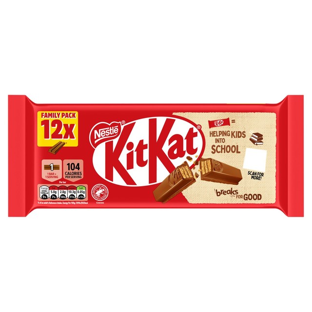 KitKat 2 Finger milk chocolate multipack 12 bars (British brand)