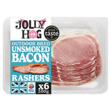 Jolly Hog unsmoked dry cured back bacon rashers 200g (British brand)