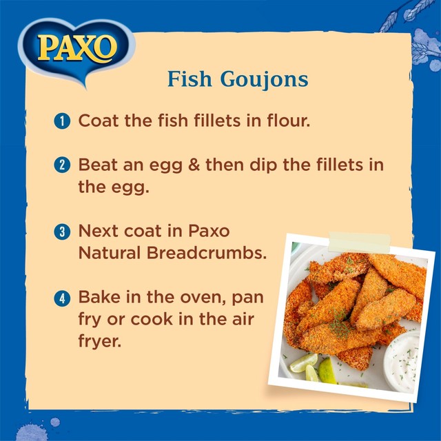 Paxo natural breadcrumbs 227g, imported from the UK