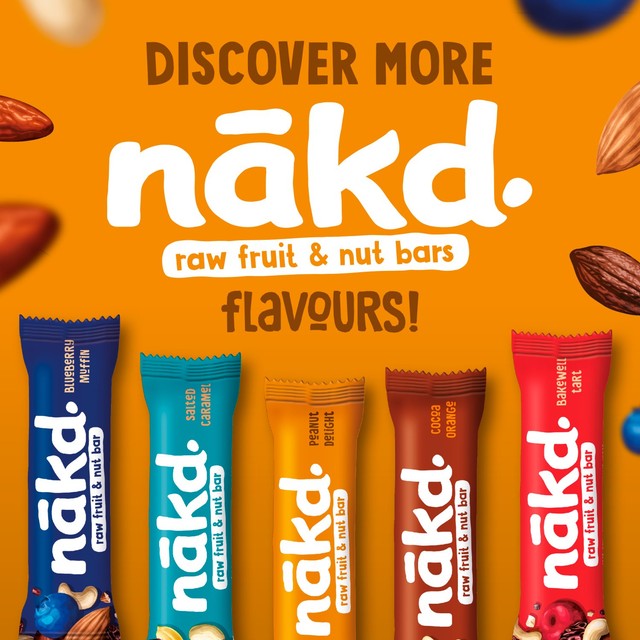 Nakd Peanut Delight fruit and nut bars 4 x 35g multipack, imported from the UK