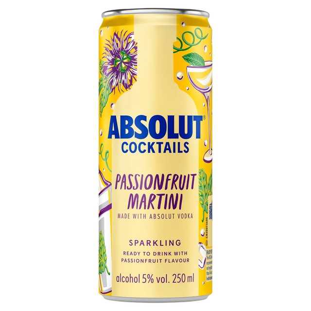 Absolut passionfruit martini canned cocktail 25cl - British product