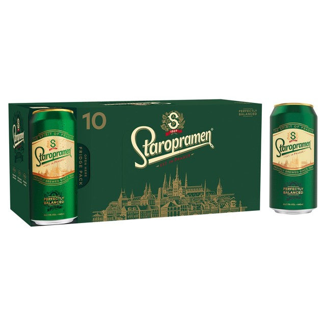 Staropramen Pilsner Lager beer 10 x 440ml cans (British brand)