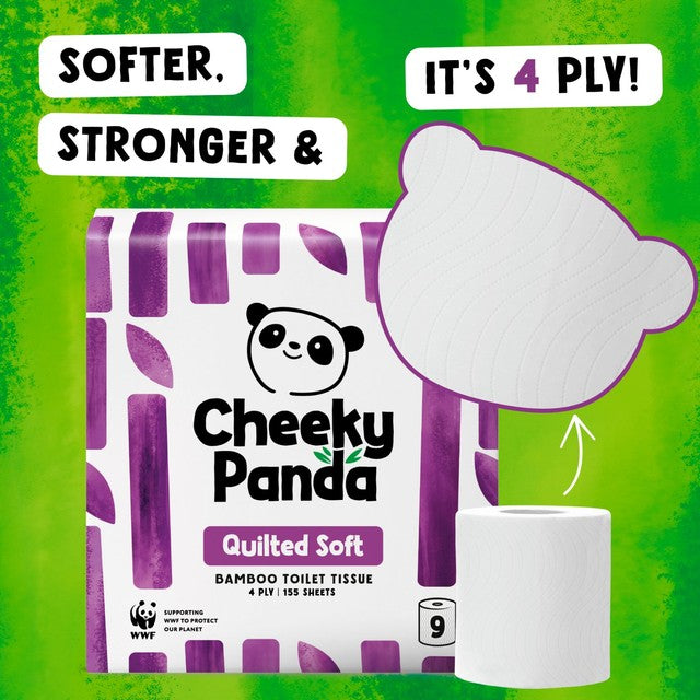 The Cheeky Panda luxury quilted bamboo toilet tissue 9-pack (British brand)
