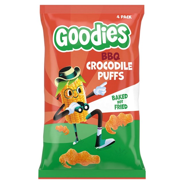 Goodies Kids Snack Crocodile BBQ Puffs Multipack 4 x 12g, UK version