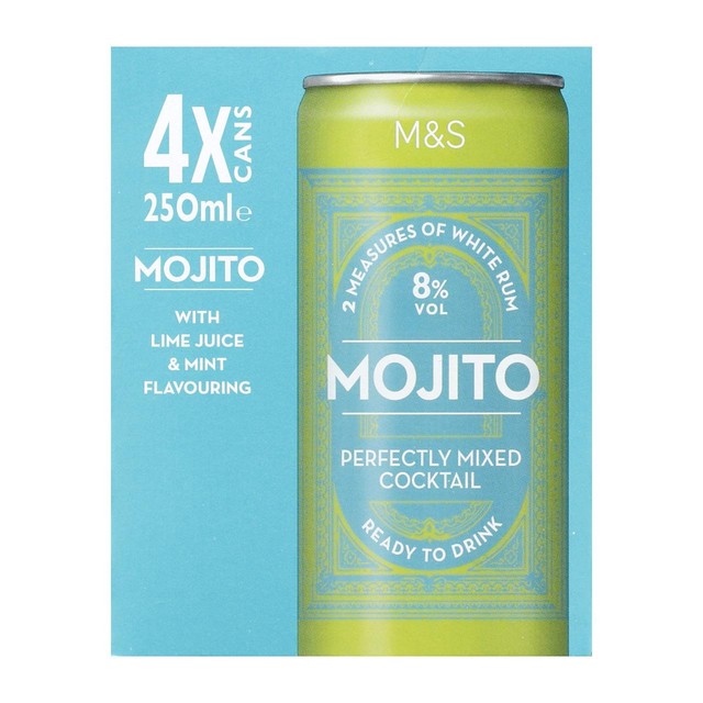 M&S Mojito ready-to-drink cocktail 4 x 250ml, imported from the UK