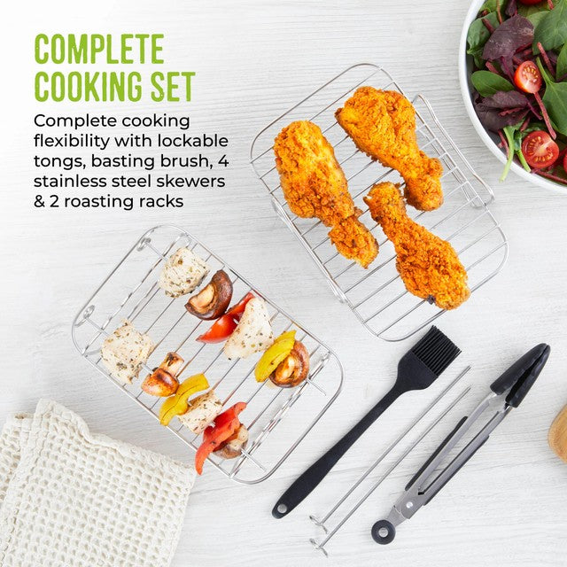 Tower air fryer accessories set with stainless steel skewers and racks (British brand)