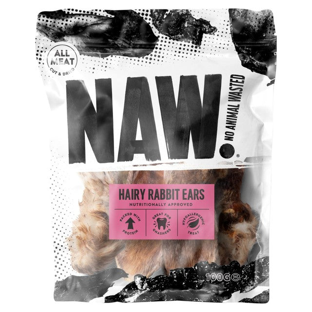 NAW rabbit ears dog treats, natural chew (British brand)