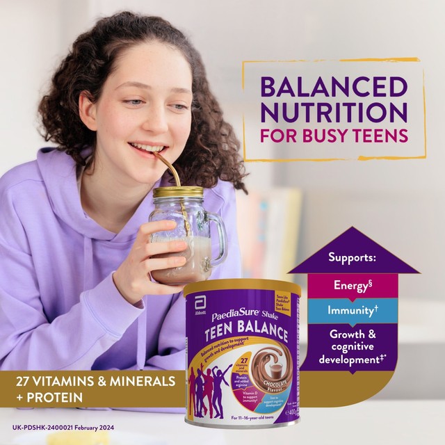 PaediaSure Teen Balance vanilla flavour nutritional shake powder 400g, imported from the UK