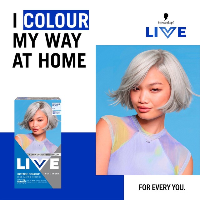 Schwarzkopf U71 Metallic Silver permanent hair dye box, UK version