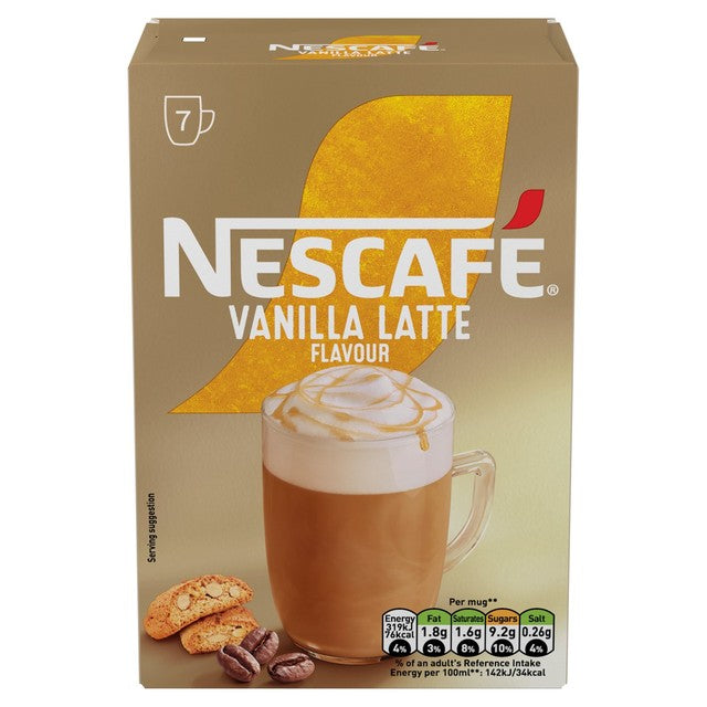 Nescafe Gold Vanilla Latte instant coffee 7 sachets, imported from the UK