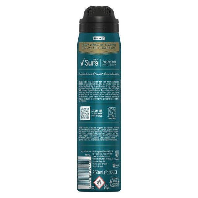 Sure Men Sport Cool Antiperspirant Spray 250ml (British brand)