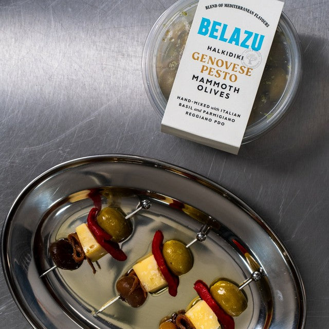 Belazu Genovese pesto Halkidiki olives, UK version