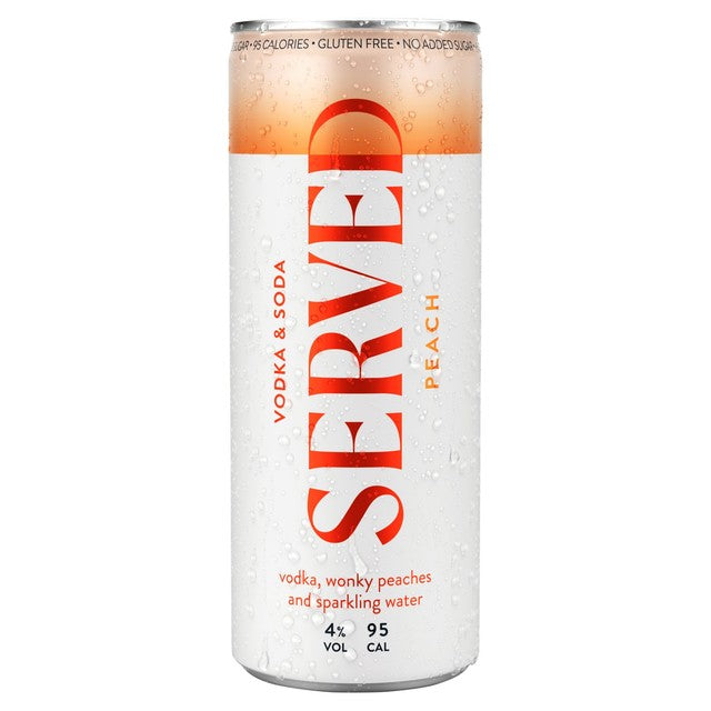 Served peach hard seltzer 250ml (British brand)