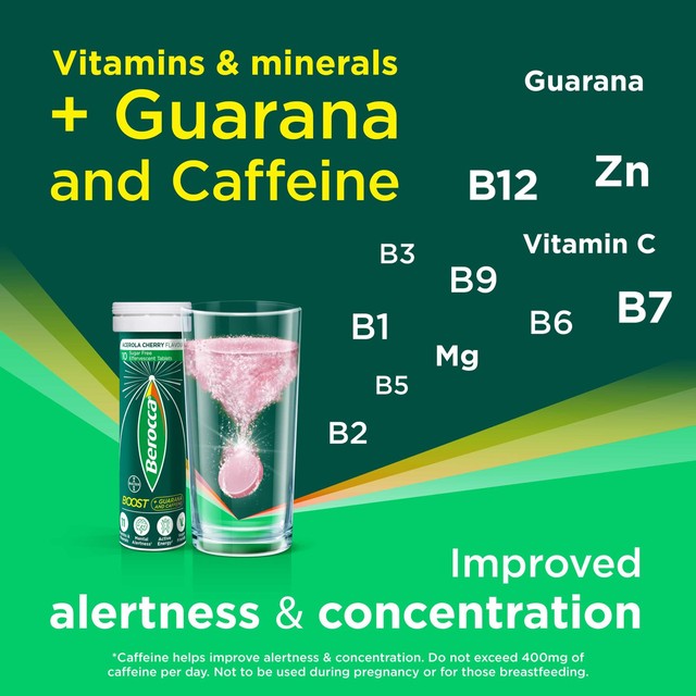 Berocca energy vitamin effervescent tablets with guarana and caffeine, 20 tablets - British product