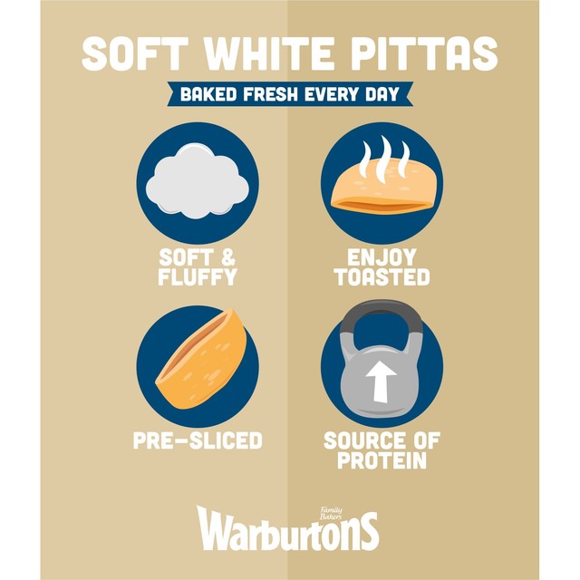 Warburtons soft white pitta breads 4 pack (British brand)